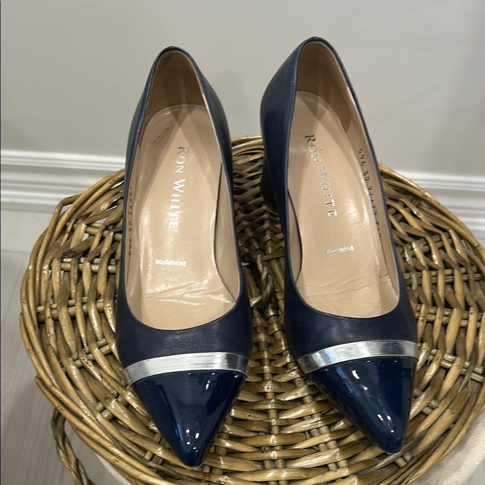 Ron White Blue and Silver Classic Heels with Pointed Toe